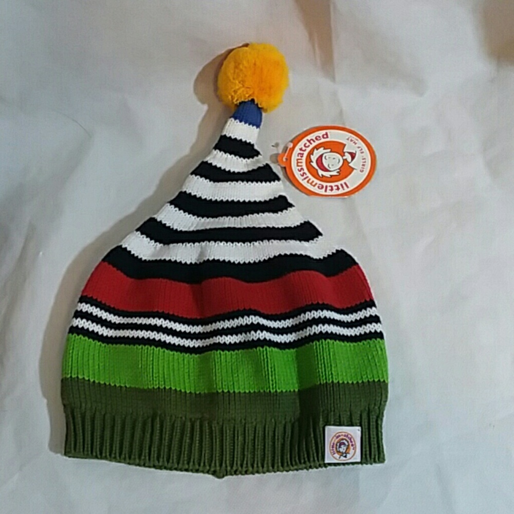 Little Missmatched NWT Girls Elf Pompom Knit Hat